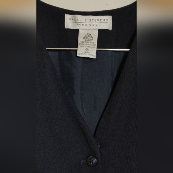 Vintage Valerie Stevens Elegant Wool Black Sleeveless Button Down Dress - Picture 2 of 9